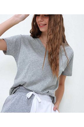 تیشرت طوسی زنانه اورسایز KOZİA OUTDOORS - کد 902809219