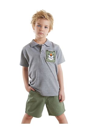 ست بالاتنه و پائین تنه طوسی بچه گانه بافتنی Denokids - کد 808801590