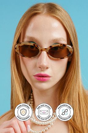 عینک آفتابی قهوه ای زنانه UV400 Corney Design - کد 97867394