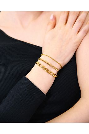دستبند استیل (فولاد) طلائی زنانه استیل (فولاد) MARCİELO Accessories - کد 900727644