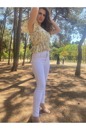 شلوار سفید زنانه جین YEDİ CÜCELER EL SANATLARI - کد 902830352
