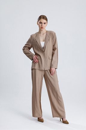 ست بالاتنه و پائین تنه قهوه ای زنانه بافتنی ikomteks - کد 902838629