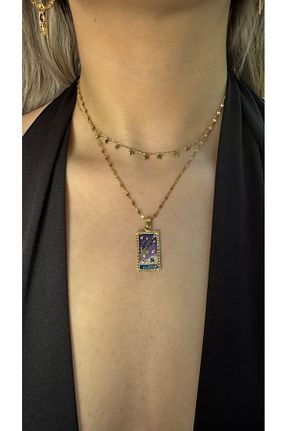 گردنبند استیل ( فولاد ) طلائی زنانه استیل ضد زنگ Store - کد 902838906