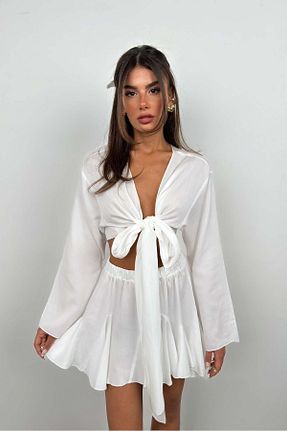 بلوز سفید زنانه یقه قایقی Maxi modena - کد 902851187