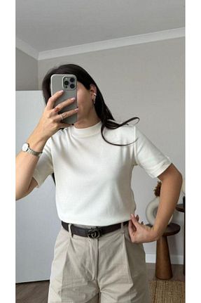 بادی سفید زنانه یقه دوچرخه Gizemdenbutik - کد 902856169