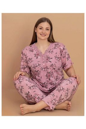 ست لباس راحتی سایز بزرگ قهوه ای زنانه ساده pijamakeyfi - کد 823129954