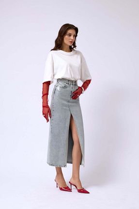 دامن آبی زنانه چاپی Maxi modena - کد 902855407