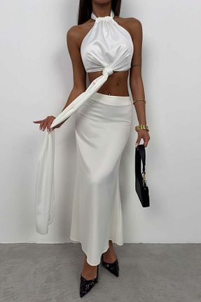 دامن نباتی زنانه ساتن Maxi modena - کد 902864038