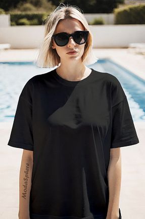 تیشرت مشکی زنانه اورسایز ModaSphere - کد 902869307