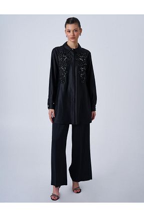 تونیک حجاب مشکی بافتنی Kayra - کد 902889111