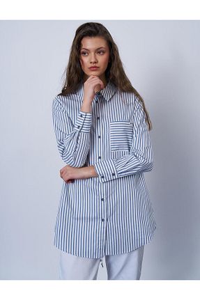 تونیک حجاب سرمه ای زنانه پنبه ای KYR - کد 902889160