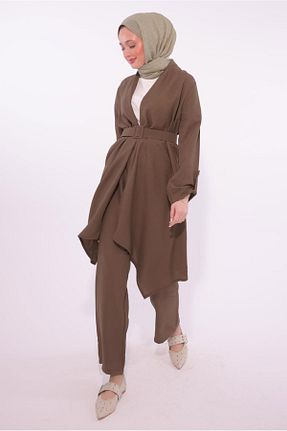 ست بالاتنه و پائین تنه حجاب قهوه ای زنانه رگولار TRENDTESETTÜR - کد 902895424