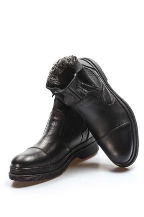 بوت / نیم بوت مشکی مردانه چرم خالص Ayakkabıhane - کد 472030056