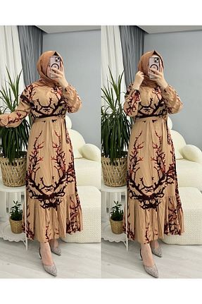 لباس حجاب قهوه ای زنانه کلوش suphan tekstil - کد 904101739
