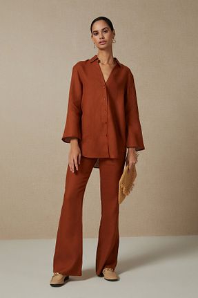 شلوار نارنجی زنانه کتان W Collection - کد 741141356