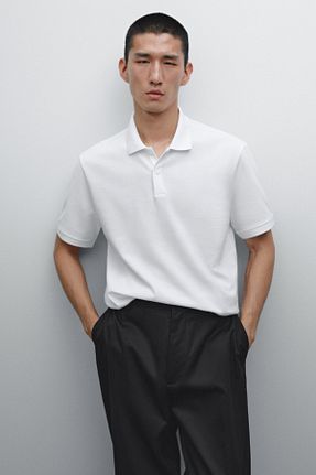 پولوشرت سفید مردانه پنبه ای Massimo Dutti - کد 902914482