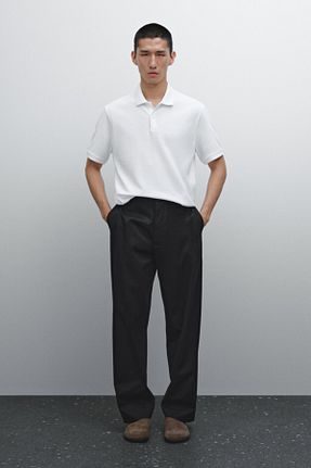 پولوشرت سفید مردانه پنبه ای Massimo Dutti - کد 902914482