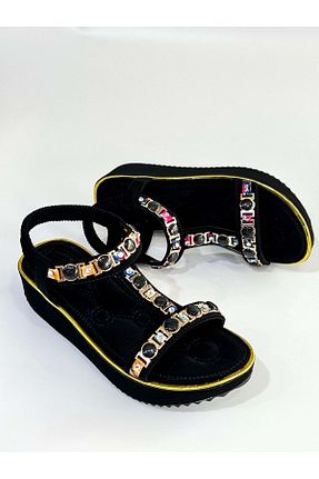 صندل مشکی زنانه پاشنه ضخیم Guja - کد 825472666