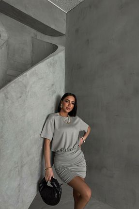 لباس طوسی زنانه بافت Aventien - کد 902922371