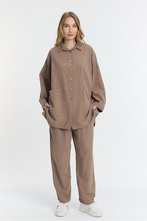 ست بالاتنه و پائین تنه قهوه ای زنانه بافتنی SUMEF - کد 902930526