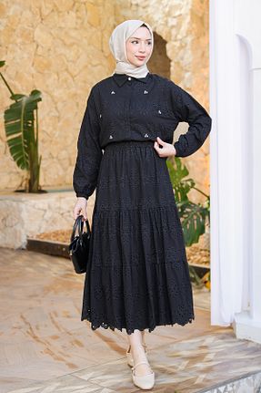 ست بالاتنه و پائین تنه مشکی زنانه بافتنی LOCCO - کد 902930266
