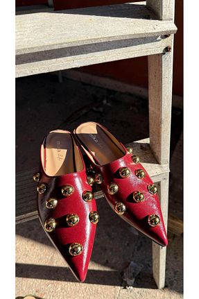دمپائی زرشکی زنانه چرم مصنوعی Eataly Shoes - کد 902939449