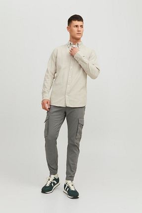 شلوار طوسی مردانه پنبه - الاستین Jack & Jones - کد 902940495