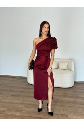 لباس زرشکی زنانه بافتنی Nesil - کد 904133506