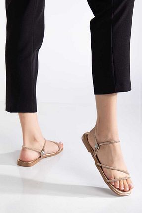 صندل بژ زنانه پاشنه تخت Bilalim Shoes - کد 902958140