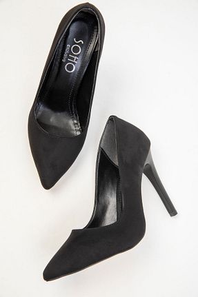 کفش پاشنه بلند کلاسیک مشکی زنانه چرم مصنوعی SOHO - کد 900634686
