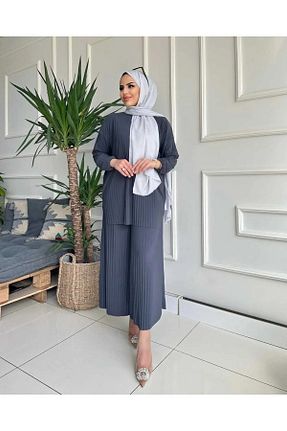 ست بالاتنه و پائین تنه طوسی زنانه بافتنی Tactus - کد 750836677