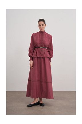 ست بالاتنه و پائین تنه حجاب زرشکی زنانه رگولار FUSHYA - کد 901304077