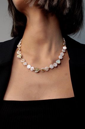 گردنبند جواهر سفید زنانه روکش طلا New Obsessions - کد 51310566