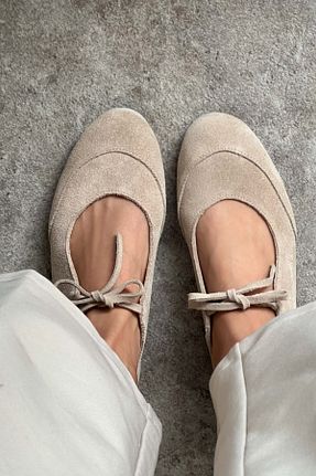 بابت بژ زنانه چرم خالص NİŞANTAŞI SHOES - کد 900289145