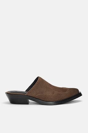 کفش پاشنه بلند کلاسیک قهوه ای زنانه چرم Pull & Bear - کد 901345111