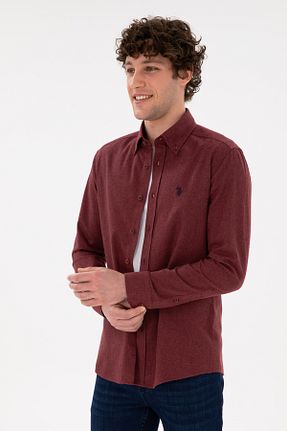 پیراهن قهوه ای مردانه یقه پیراهنی U.S. Polo Assn. - کد 865425585