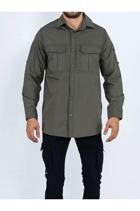 پیراهن خاکی مردانه اسلیم فیت m.baba - کد 901356686