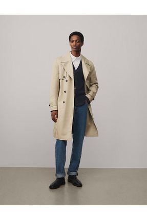 ترنچکت بژ مردانه پنبه ای Marks & Spencer - کد 901358820