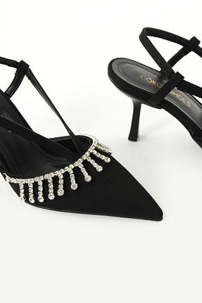 کفش پاشنه بلند کلاسیک مشکی زنانه ساتن Gökçe Shoes - کد 901367838