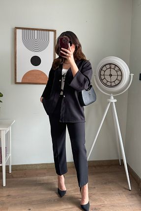 ست بالاتنه و پائین تنه مشکی زنانه لیکرا Güneş - کد 901363790