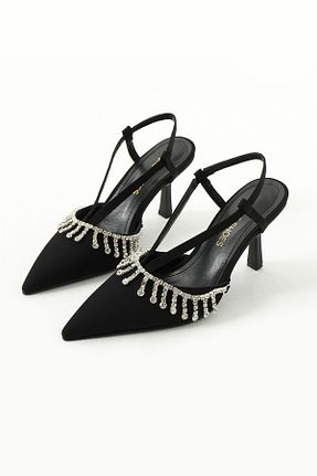 کفش پاشنه بلند کلاسیک مشکی زنانه ساتن Gökçe Shoes - کد 901367838