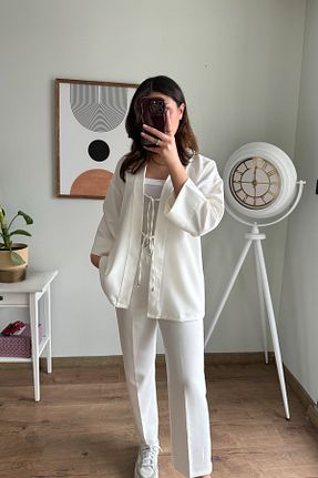 ست بالاتنه و پائین تنه سفید زنانه لیکرا Güneş - کد 901367442