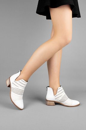 بوت / نیم بوت سفید زنانه جیر LAL SHOES & BAGS - کد 270694935