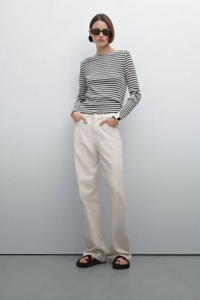 شلوار سفید زنانه پنبه ای Massimo Dutti - کد 901388151