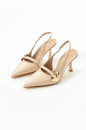 کفش پاشنه بلند کلاسیک بژ زنانه چرم لاکی Gökçe Shoes - کد 901389704