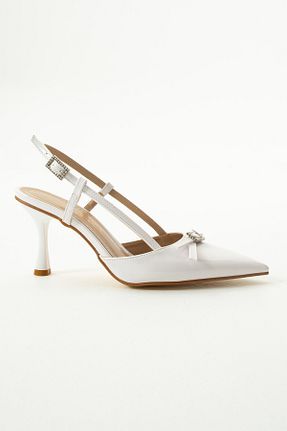 کفش پاشنه بلند کلاسیک سفید زنانه چرم لاکی Gökçe Shoes - کد 901395979