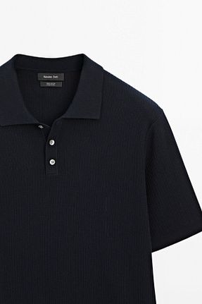 پولوشرت آبی مردانه پنبه ای Massimo Dutti - کد 901389658