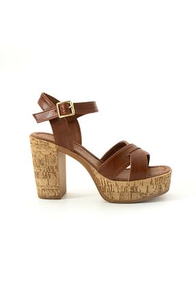 صندل قهوه ای زنانه پاشنه پلتفرم Gökçe Shoes - کد 901399115