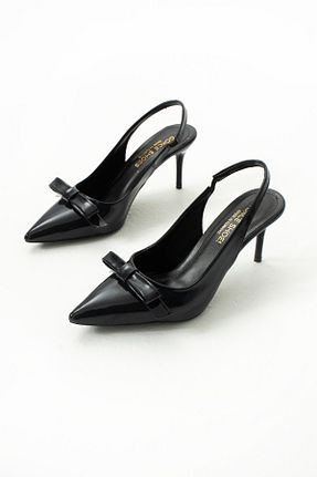 کفش پاشنه بلند کلاسیک مشکی زنانه چرم لاکی Gökçe Shoes - کد 901390240