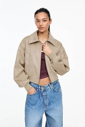 کت بژ زنانه Bomber Pull & Bear - کد 901391377